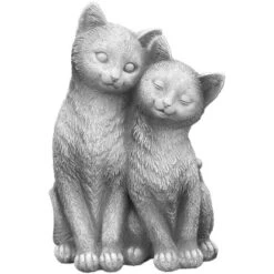 Orbis Gartenfigur Katzen Duo Beton 20 Cm X 12 Cm X 8 Cm Weiß