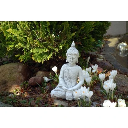 Orbis Gartenfigur Buddha Sitzend Beton 31 Cm X 12 Cm X 20 Cm Weiß 3 Orbis Gartenfigur Buddha Sitzend Beton 31 Cm X 12 Cm X 20 Cm Weiß