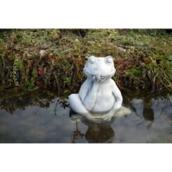 Orbis Gartenfigur Frosch Sitzend Beton 28 Cm X 23 Cm X 12 Cm Weiß
