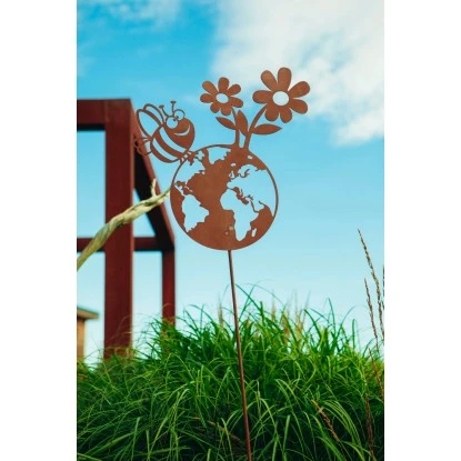 Ferrum Art Design Gartenstab "Happy Planet" Höhe 147 Cm Rostbraun 4 Ferrum Art Design Gartenstab "Happy Planet" Höhe 147 Cm Rostbraun – Bild 2