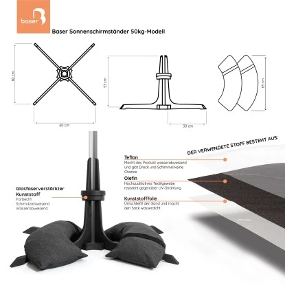 Baser Sonnenschirmständer 50 Kg Dunkelbraun 8 Baser Sonnenschirmständer 50 Kg Dunkelbraun – Bild 6