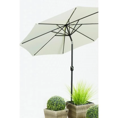 Gartenfreude Marktschirm Ø 270 Cm Creme Mit Kurbelmechanik 4 Gartenfreude Marktschirm Ø 270 Cm Creme Mit Kurbelmechanik – Bild 2