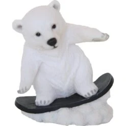 Deko-Figur Lustiger Eisbär Auf Snowboard 15 Cm