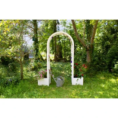 KHW Rosenbogen Mit Pflanzkasten Weiß 3 KHW Rosenbogen Mit Pflanzkasten Weiß