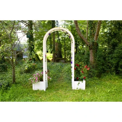 KHW Rosenbogen Mit Pflanzkasten Weiß 4 KHW Rosenbogen Mit Pflanzkasten Weiß – Bild 2