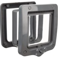 Trixie 4-Wege Freilauftür Mit Tunnel 20 Cm × 22 Cm Grau