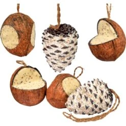 Dobar Vogelfutter-Mix 4 X Gefüllte Kokosnuss Und 2 X Riesenzapfen Mit Fettfutter -Doppler Verkäufe 2024 37 vogelfutterfuttermix 01 2