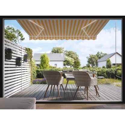 Gelenkarmmarkise Aventura 3x2m Gelb-Weiß 6 Gelenkarmmarkise Aventura 3x2m Gelb-Weiß – Bild 4