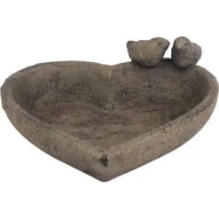 Garten-Vogeltränke Herzform Ø 26 Cm Dunkelgrau