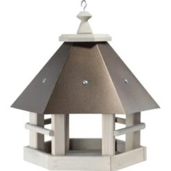 Vogelhaus Metalldach Kupferfarben Kiefernholz Grau