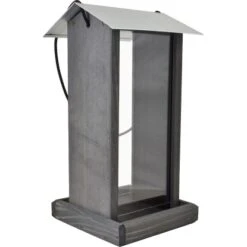 Vogelhaus Metalldach Kiefernholz Anthrazit