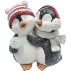 Gartenfigur Pinguin-Pärchen Aus Magnesia 34,5 Cm X 18,5 Cm X 30 Cm Bunt