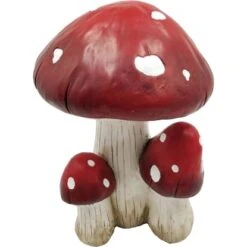 Deko-Pilz Trio Aus Magnesia 35 Cm X 25 Cm X 25 Cm Rot/Weiß