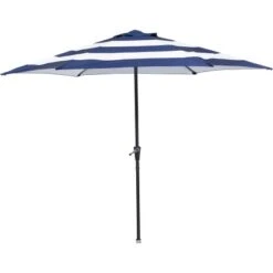 Marktschirm Honolulu Ø 300 Cm Blau-Weiß Mit Kurbel