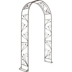 Rosenbogen Aus Metall Im Blatt- Und Rosendesign 116 Cm X 36 Cm X 230 Cm Rost