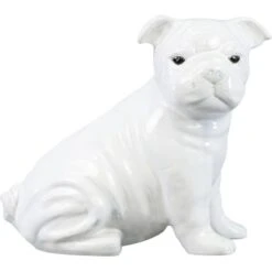 Deko-Hund Glasiert Aus Keramik 30,5 Cm X 18 Cm X 37 Cm Weiß