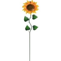 Gartenstecker Aus Metall In Sonnenblumen-Optik 30 Cm X 15 Cm X 129 Cm Orange
