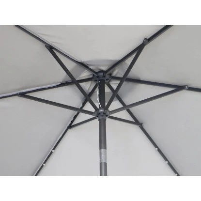 Sonnenschirm Wando Ø 270 Cm Grau Mit Kurbel Und LED-Beleuchtung 10 Sonnenschirm Wando Ø 270 Cm Grau Mit Kurbel Und LED-Beleuchtung – Bild 8