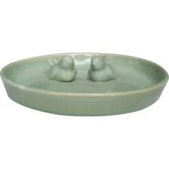 Vogeltränke 30 Cm X 30 Cm X 6 Cm Keramik-Ton Hellgrün