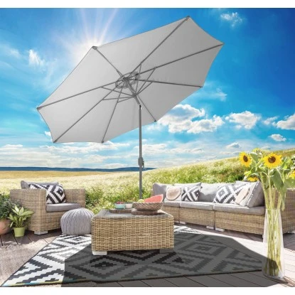 Gartenfreude Marktschirm Ø 270 Cm Grau Mit Kurbelmechanik 4 Gartenfreude Marktschirm Ø 270 Cm Grau Mit Kurbelmechanik – Bild 2