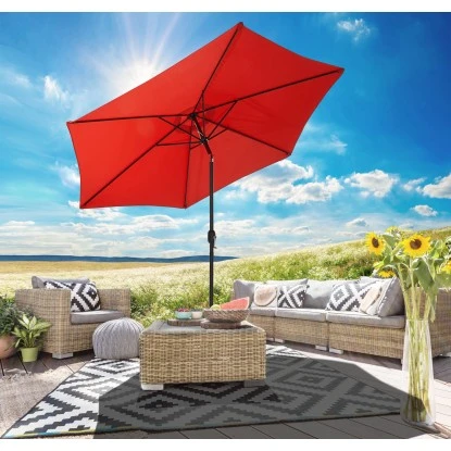 Gartenfreude Marktschirm Ø 270 Cm Rot Mit Kurbelmechanik 4 Gartenfreude Marktschirm Ø 270 Cm Rot Mit Kurbelmechanik – Bild 2