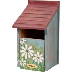 Dobar Bunter Nistkasten Mit Vogelhaus 15 X 14,5 X 28 Cm Kiefer Blumenmuster FSC®