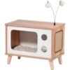 Dobar Katzenhöhle TV-Design Mit Spielbällen 50 X 29 X 40 Cm Holz,Braun-Weiß FSC®
