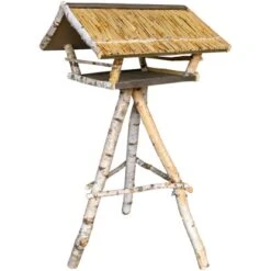 Birkenholz Vogelhaus XL Mit Reetdach