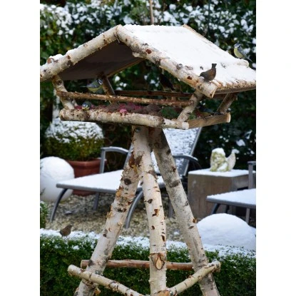 Birkenholz Vogelhaus XL Mit Reetdach 5 Birkenholz Vogelhaus XL Mit Reetdach – Bild 3