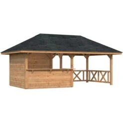 Palmako Holz-Pavillon Bianca 16,6 M² Set 3 Braun Tauchgrundiert