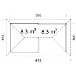 Palmako Holz-Pavillon Bianca 16,6 M² Set 3 Grau Tauchgrundiert -Doppler Verkäufe 2024 4743142005187 4980 VM 02