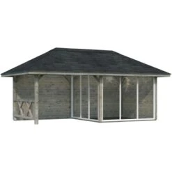 Palmako Holz-Pavillon Bianca 16,6 M² Set 4 Grau Tauchgrundiert