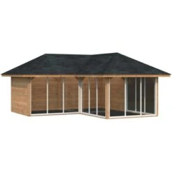 Palmako Holz-Pavillon Bianca 24,9 M² Set 4 Braun Tauchgrundiert