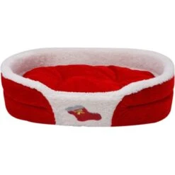 Heim Haustierbett Mit Weihnachtlichem Motiv Gr. L 72 X 52 X 14 Cm Rot