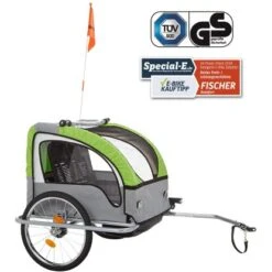 Fischer Kinder-Fahrradanhänger Komfort Grau-Grün Inkl. LED-Beleuchtungs-Set -Doppler Verkäufe 2024 483968 2633 04