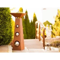 Ferrum Art Design Deko-Skulptur Säule Trapez Mit Edelstahlkugeln 100 Cm