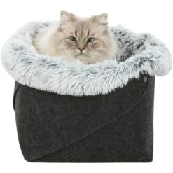 Trixie Hunde- Und Katzen-Bett Harvey Filz Rund Ø 33×27 Cm Anthrazit Weiß-Schwarz