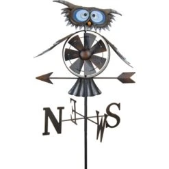 Deko Metall-Windmühle Eule 150 Cm