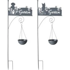 Gartenstecker Vogelfütterer Grau Sortiment 2 - 40 X 16 X 121 Cm (LxBxH)