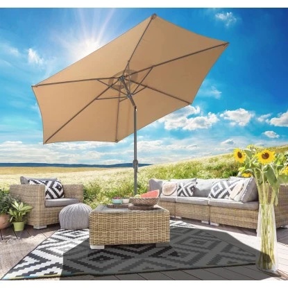 Gartenfreude Marktschirm Ø 300 Cm Taupe Mit Kurbelmechanik 4 Gartenfreude Marktschirm Ø 300 Cm Taupe Mit Kurbelmechanik – Bild 2