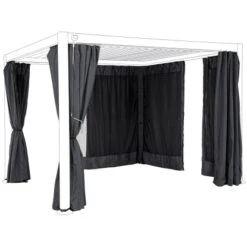 Bizzotto Vorhang Und Netz Für Pergola Ocean Anthrazit 238 Cm X 294 Cm 4er-Set