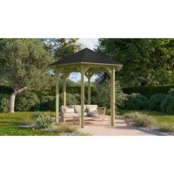 Karibu Pavillon Alicante Set Kdi Mit Schindeln Schwarz 235 Cm X 208 Cm X 280 Cm