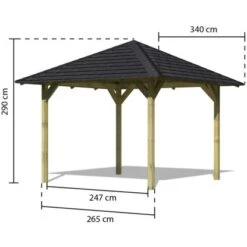 Karibu Pavillon Bever 1 Set Kdi Mit Schindeln Schwarz 265 Cm X 265 Cm X 290 Cm -Doppler Verkäufe 2024 806166 3739 02
