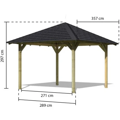 Karibu Pavillon Bever 2 Set Kdi Mit Schindeln Schwarz 289 Cm X 289 Cm X 297 Cm 4 Karibu Pavillon Bever 2 Set Kdi Mit Schindeln Schwarz 289 Cm X 289 Cm X 297 Cm – Bild 2