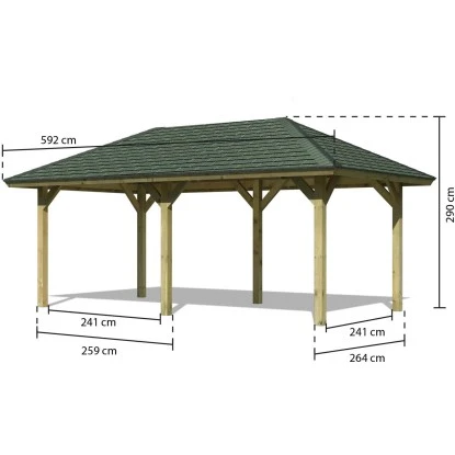 Karibu Pavillon Varberg 2 Set Kdi Mit Schindeln Grün 517,5 Cm X 264,5 Cm X290 Cm 5 Karibu Pavillon Varberg 2 Set Kdi Mit Schindeln Grün 517,5 Cm X 264,5 Cm X290 Cm – Bild 3
