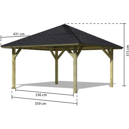 Karibu Pavillon Hedemark 1 Set Kdi Mit Schindeln Schwarz 359 Cm X 359 Cm X315 Cm 4 Karibu Pavillon Hedemark 1 Set Kdi Mit Schindeln Schwarz 359 Cm X 359 Cm X315 Cm – Bild 2