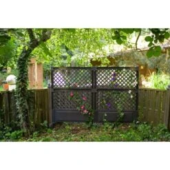 KHW Spalier 2-tlg. Mit Erdspieß 2er-Set Anthrazit 140 Cm X 200 Cm X 6 Cm