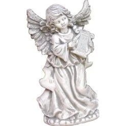 Grabdekoration Engel Mit Harfe Weiß
