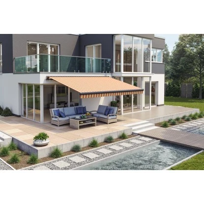 Wismar Teilhülsenmarkise Anthrazit M. Kurbelbed. 250 X 150 Cm Stoff Beige-Rot 5 Wismar Teilhülsenmarkise Anthrazit M. Kurbelbed. 250 X 150 Cm Stoff Beige-Rot – Bild 3