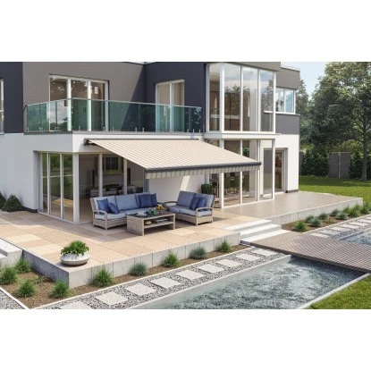 Wismar Teilhülsenmarkise Anthraz. M. Kurbelb. 250 X 150 Cm Stoff Hellgrau-Beige 5 Wismar Teilhülsenmarkise Anthraz. M. Kurbelb. 250 X 150 Cm Stoff Hellgrau-Beige – Bild 3